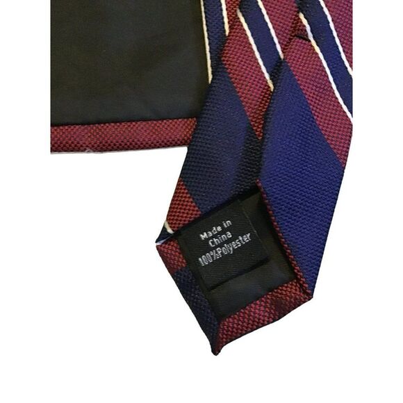 5/$10 Dockers Red Blue Stripe Polyester Men's Tie NWOT - Picture 4 of 5